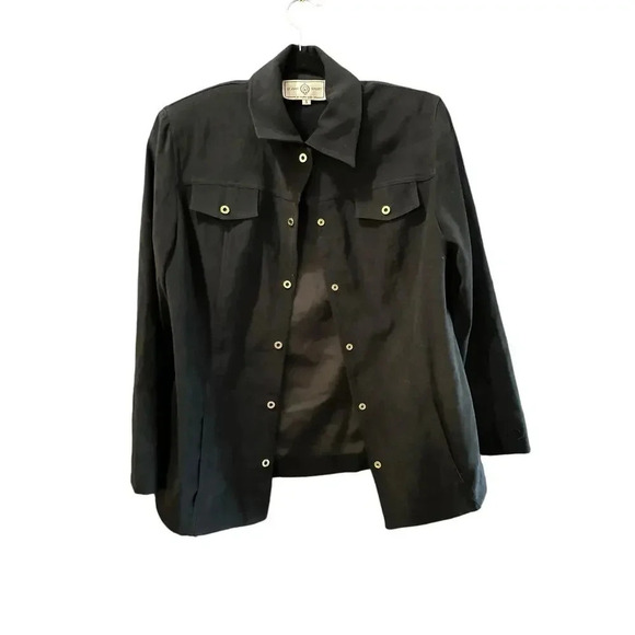 St. John by Marie Gray Button-Down Black Sport shacket sueded Size S - Picture 1 of 10